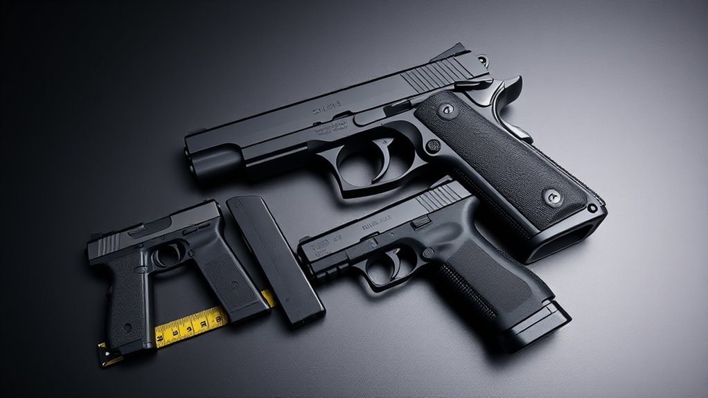 full size pistol dimensions comparison