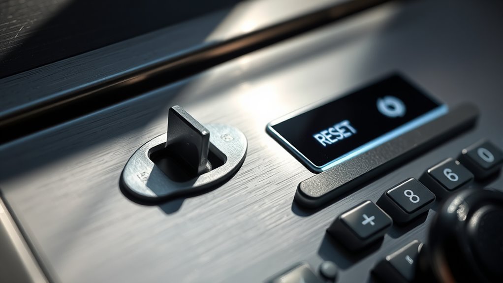 locate reset button inside safe