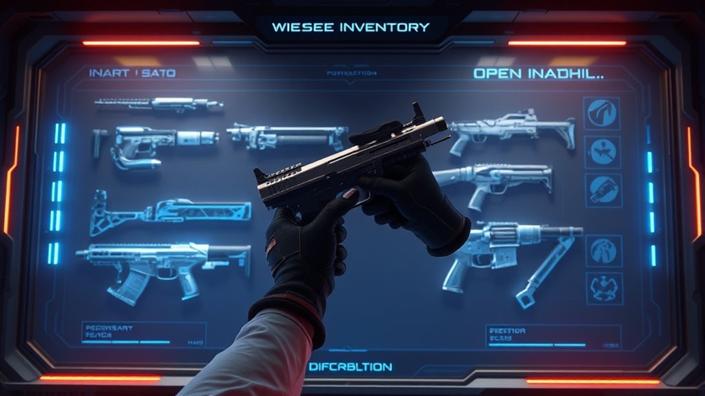 open inventory select weapons