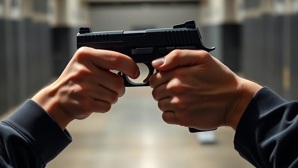 proper two handed pistol grip